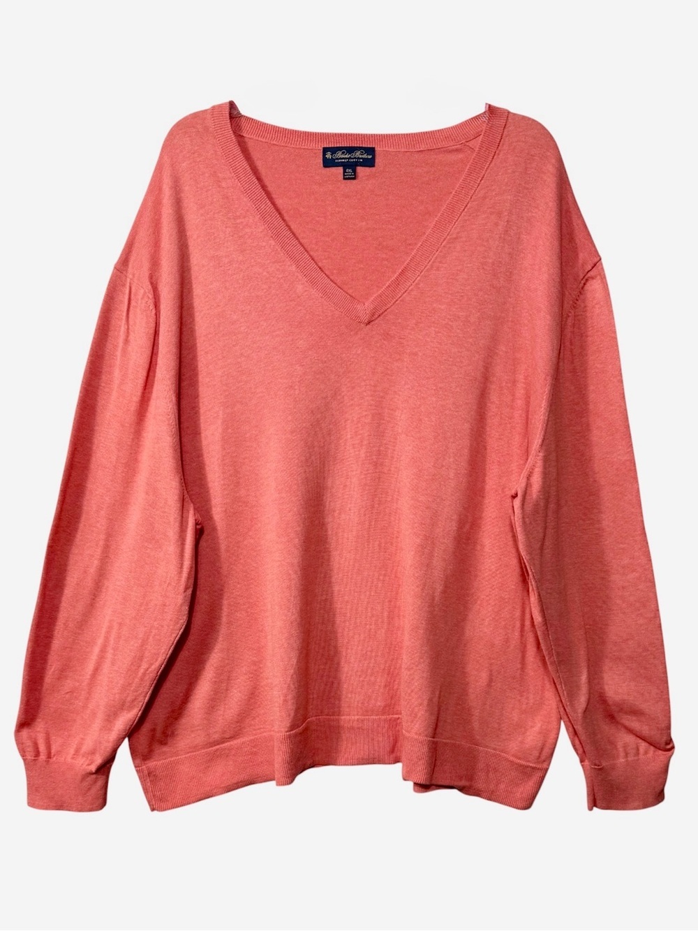 Brooks Brothers Supima Cotton Sweater Coral Pink V Neck Pullover 4XL Lightweight